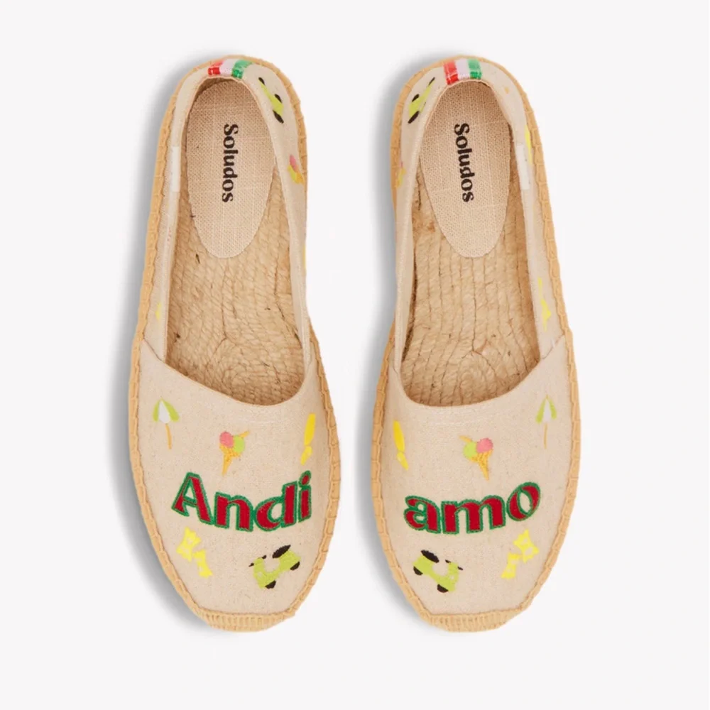 Soludos Espadrilles Women Size 8 EU 39 Original Natural Italy Resort Embroidered